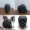 Unique Black Skull Makeup Brush Holder Decorative Resin Craft For Halloween Home Dcor