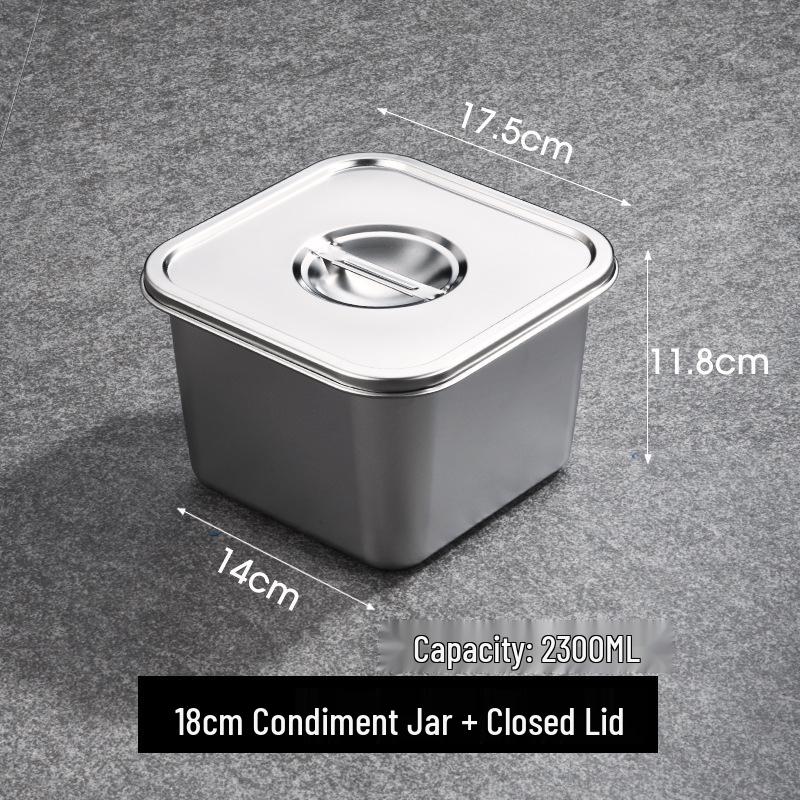 Stainless Steel Seasoning Jar with Lid - Square Kitchen Storage for Spice, Jam, Oil, or Fruit Pulp.