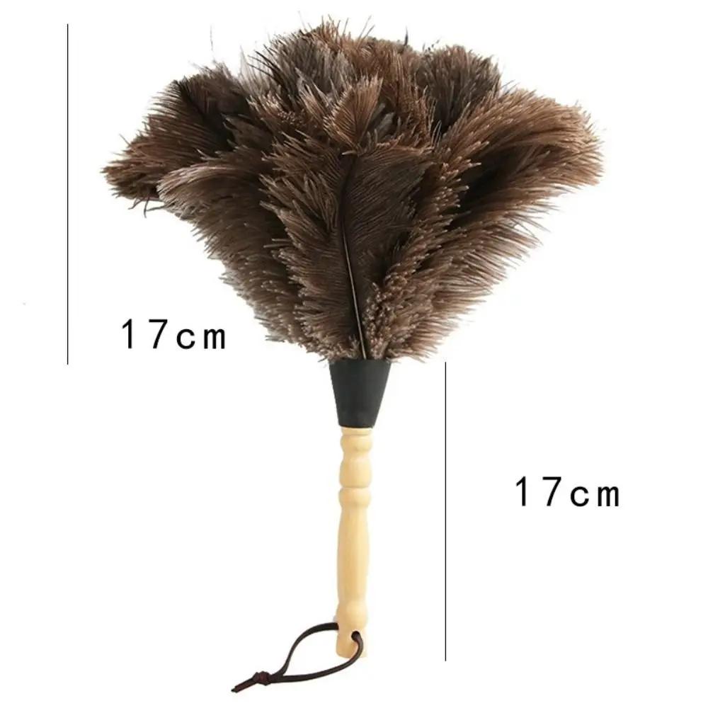 Removal Feather Duster Cleaner Wooden Hand Cleaning Tool Ostrich Feather Brush Duster Ostrich Feather Fur Brush Dust Removal