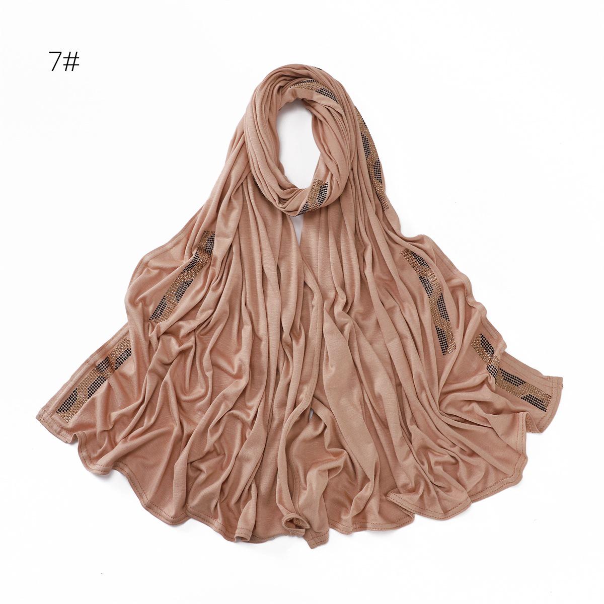 

Gold-Accent Mercerized Cotton Shawl with Elastic Diamond Stripes