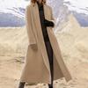Plus Size Women's European & American Wool Trench Coat - Casual Long Outerwear