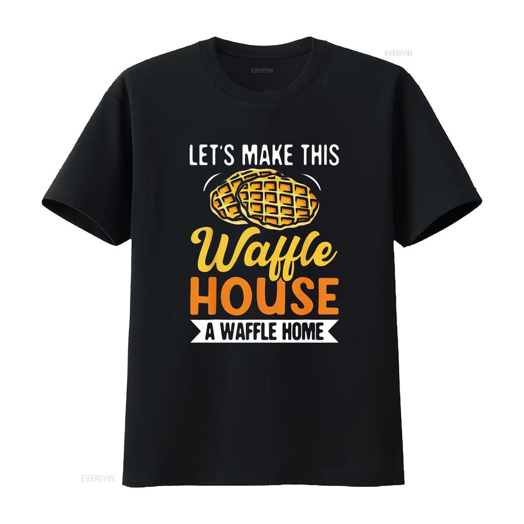Unisexs Lets Make This Waffle Houses A Home Waffles Pancakes T Shirt Black 2XL vintage Washed Comfortable Slightly homme Stylish