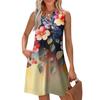 Women's Fashion Casual Printed V-Neck Button With Pocket Vest Sleeveless Dresses