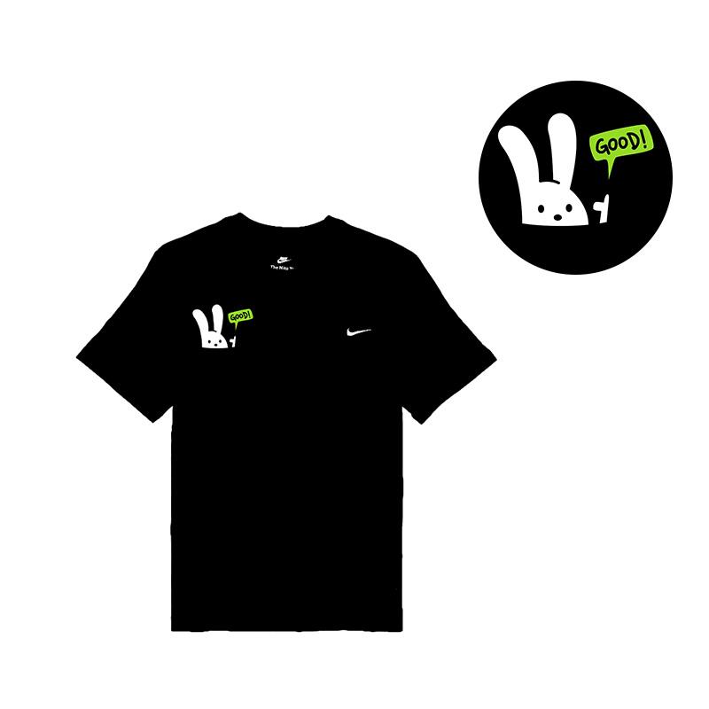 Nike Sportswear Outdoor Breathable Cute Rabbit Embroidery Logo Crew Neck Casual Straight Cut Short Sleeve T-Shirt BV0508-010(TEAM702-BV17)