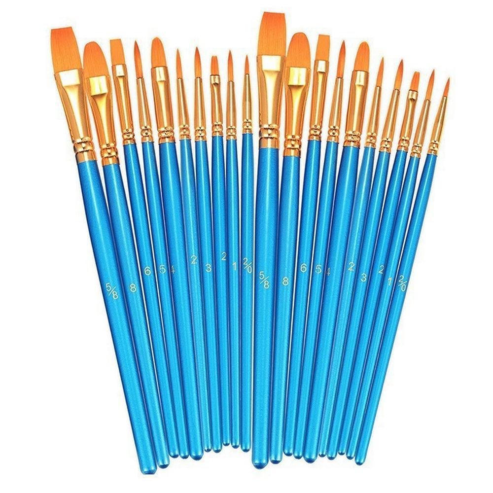 Paint Brushes Set, 20 Pcs Round Pointed Tip Paintbrushes Nylon Hair Artist Acrylic Paint Brushes for Acrylic Oil Watercolor, Face Nail Art