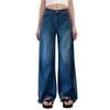 Women's Wide-leg Jeans, High-waisted Loose-fitting Jeans, Boyfriend Jeans, Elastic Waist, Stretch Jeans, Wide-leg Jeans