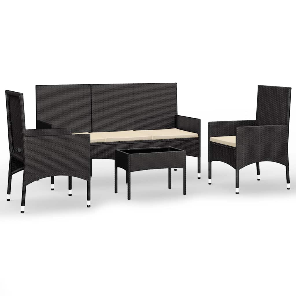 Vidaxl 4-Piece Lounge Set With Cushions, Poly Rattan