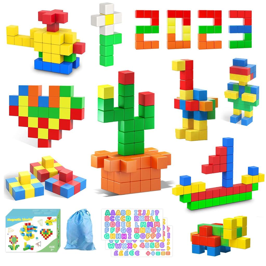AMYCOOL 46-Piece Magnetic Building Blocks, 30mm 3D Puzzle, Magnetic Cubes, Building Blocks for Ages 3 and Up, Brain Training, Early Education, STEM