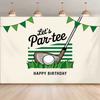 Fondo de Fotografía de Cumpleaños Temático de Palo de Golf y Bola de Golf Verde 2D