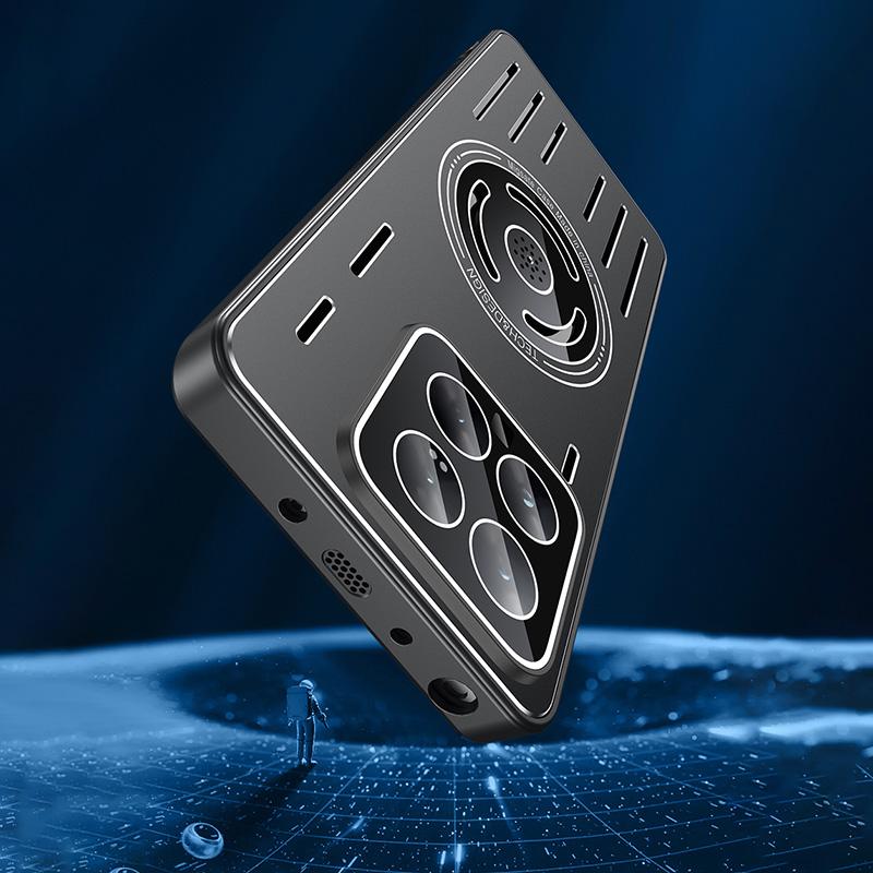 Für Xiaomi 14 Magnetische Hülle TPU+Metall Wärmeableitung Handyhülle mit PC-Linsenfolie