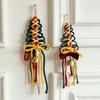 Yousheng 1/3Pcs Christmas Pendant with Golden Bells Colorful Rope Hand-Woven Christmas Tree Shape Seasonal Pendant Holiday Decoration