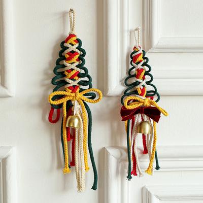 Yousheng 1/3 Pezzi Ciondolo Natalizio con Campanellini Dorati Cordino Colorato Intrecciato a Mano Forma Albero di Natale Ciondolo Stagionale Decorazione Festiva