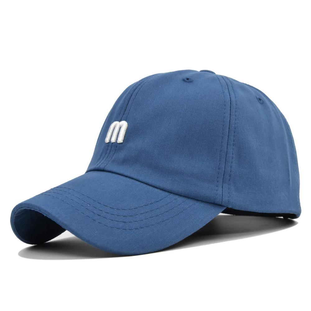 M Embroidered Baseball Cap - Korean Style 3d Embroidery Duckbill Cap - Couple's Baseball Cap - Sun Hat - Cotton