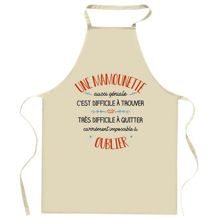 Tablier de cuisine - Une Mamounette Aussi Géniale - Impression bretonne - Coton résistant - Fabriqué en France