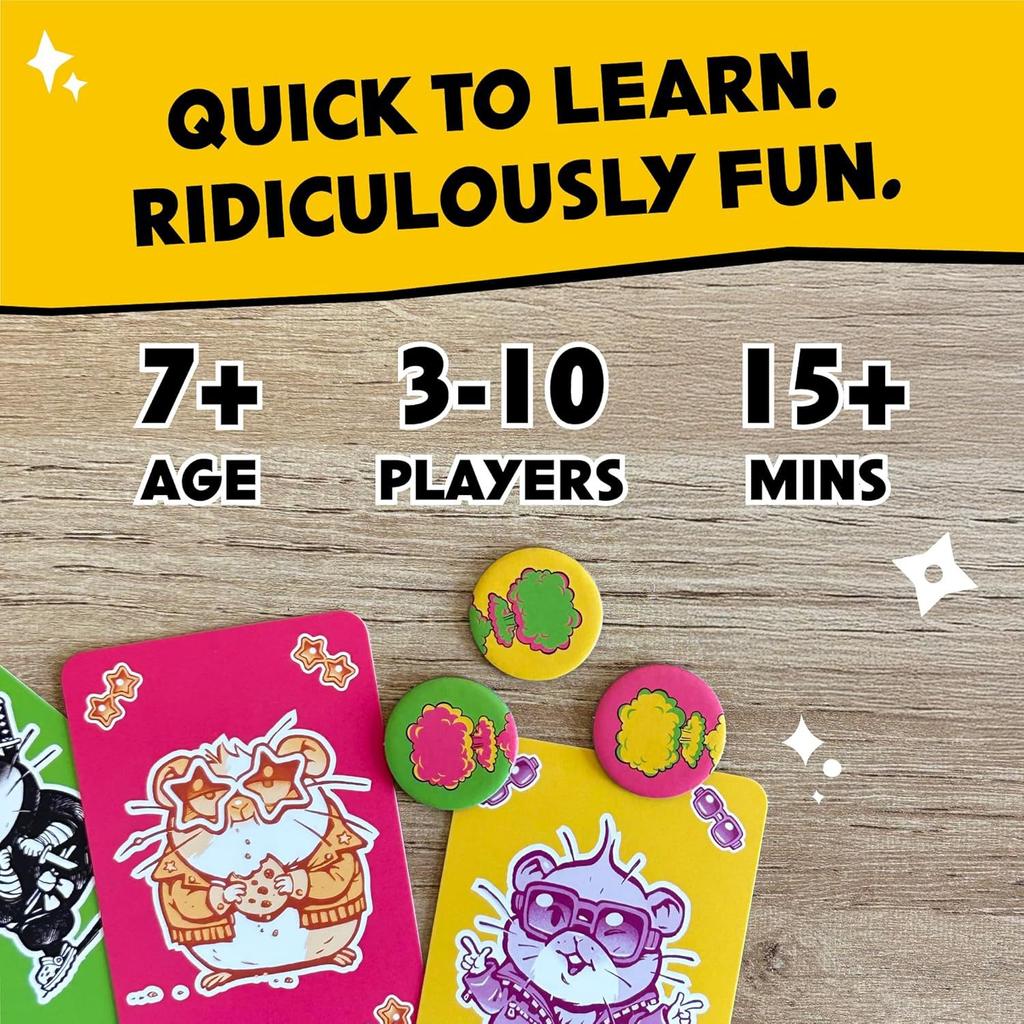 Hamster Apocalypse Disco Family Card Game, Party Board Game for Adults Kids, Fun Strategy Tabletop Game