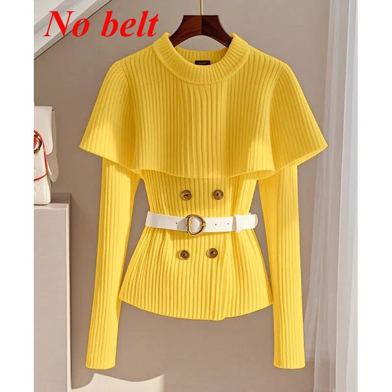 Autumn Winter Cape Shawl Ladies Knitting High-end Long Sleeves Female Knitted Fashion Round Neck Women Sweater Tops