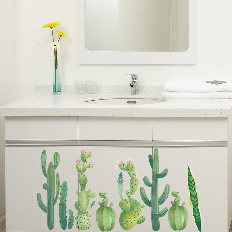 Nordic Tropical Cactus Removable Waterproof Wall Sticker for Skirting Board Creative Home Decor