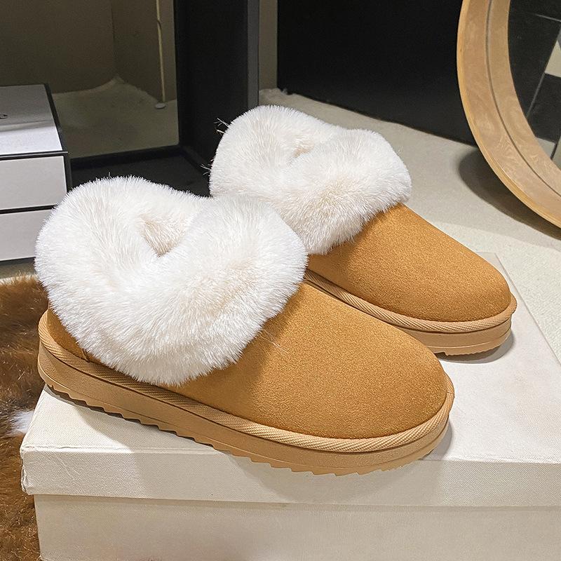 Plus-size Winter New Platform Cotton Shoes, Flat Low-heeled Snow Boots, and Round-toed Women's Cotton Shoes
