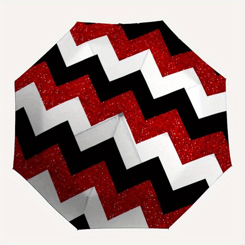 

1pc Red Zigzag Design Umbrella - 8-Rib Automatic Open/Close, Fashionable Compact Umbrella for Outdoor Adventures yy250813128