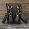 Męska Torba Listonoszka na Ramię ze Skóry Bydlęcej Vintage Handmade z Pętelką na Pasek na Telefony Komórkowe