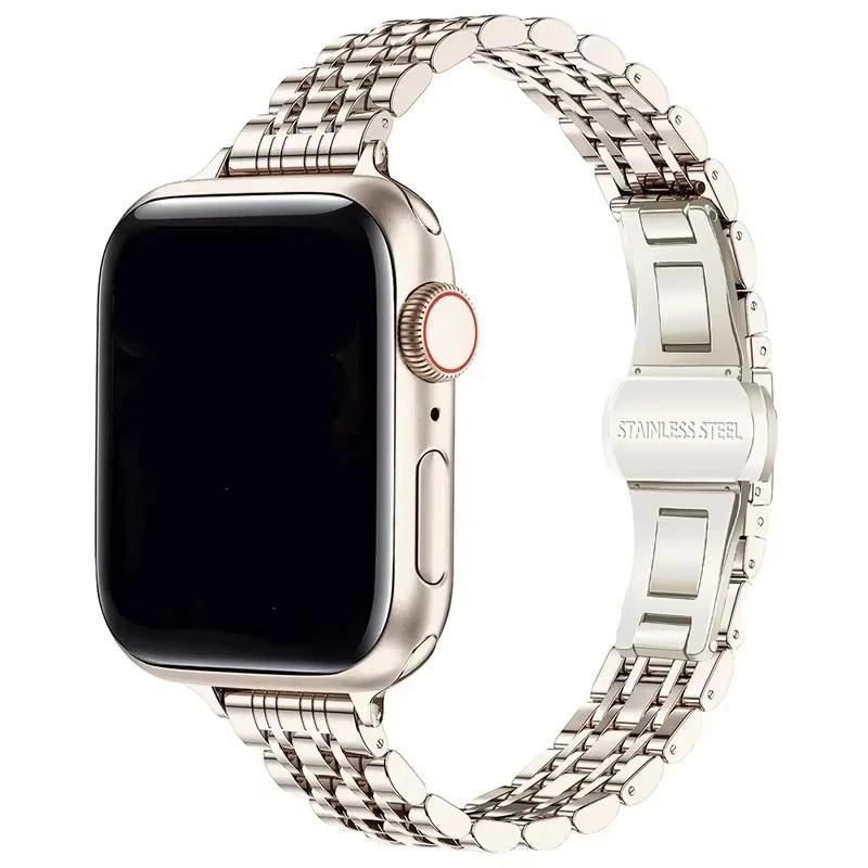 Stainless Steel Strap For Apple Watch Ultra 2 Band 49mm 42mm 46mm Metal Bracelet iWatch Series 10 9 8 7 6 5 4 3 Women 45mm 41mm