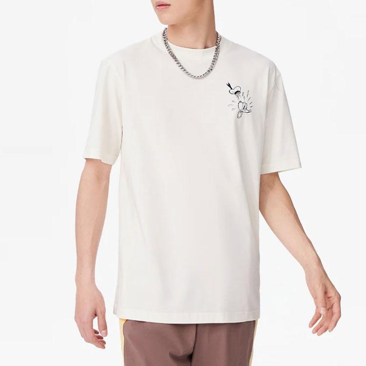 Li-Ning X Disney Mickey Series SS22 Casual Sports Cartoon Animal Alphabet Crew Neck T-Shirt Men Tops Off-White AHSS253-1