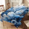 1pc Blue and Golden Swirl Tablecloth, 152.4*218.44 Cm, Polyester Easy Clean for Indoor/Outdoor Weddings Parties Anniversaries Bars & Adult Celebration