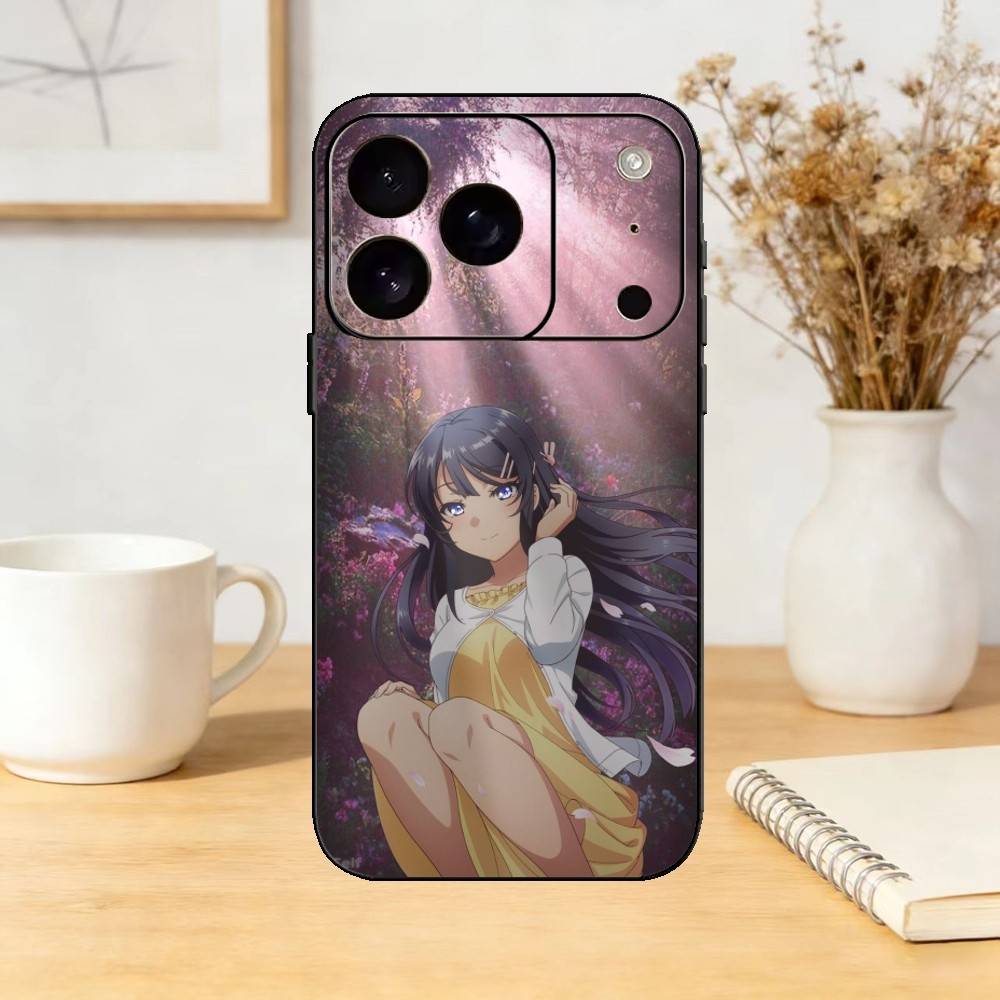 Senior S-Sakurajima Mai Phone Case For iPhone 17,16,15,14,13,12,11 Plus,Pro,Max,Mini Silicone Black Soft Cover