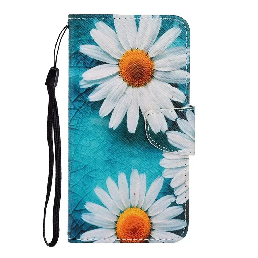 Leather Flip Phone Case For Samung Galaxy A10S A20S A20E A20 A30 A21S A22 A23 A24 A25 Flower Painted Wallet Card Holder Cover