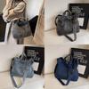 Large Capacity Denim Bag With Magnetic Closure For Casual Travel And Daily Use