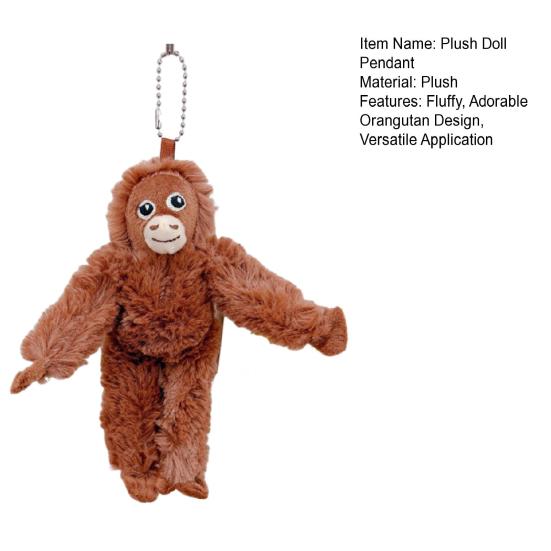Plysch Orangutang Docka Hänge Mjuk Fluffig Orangutang Nyckelringshänge Gosedjur Ryggsäckshänge för Nyckelring Handväska Skolväska Dekoration