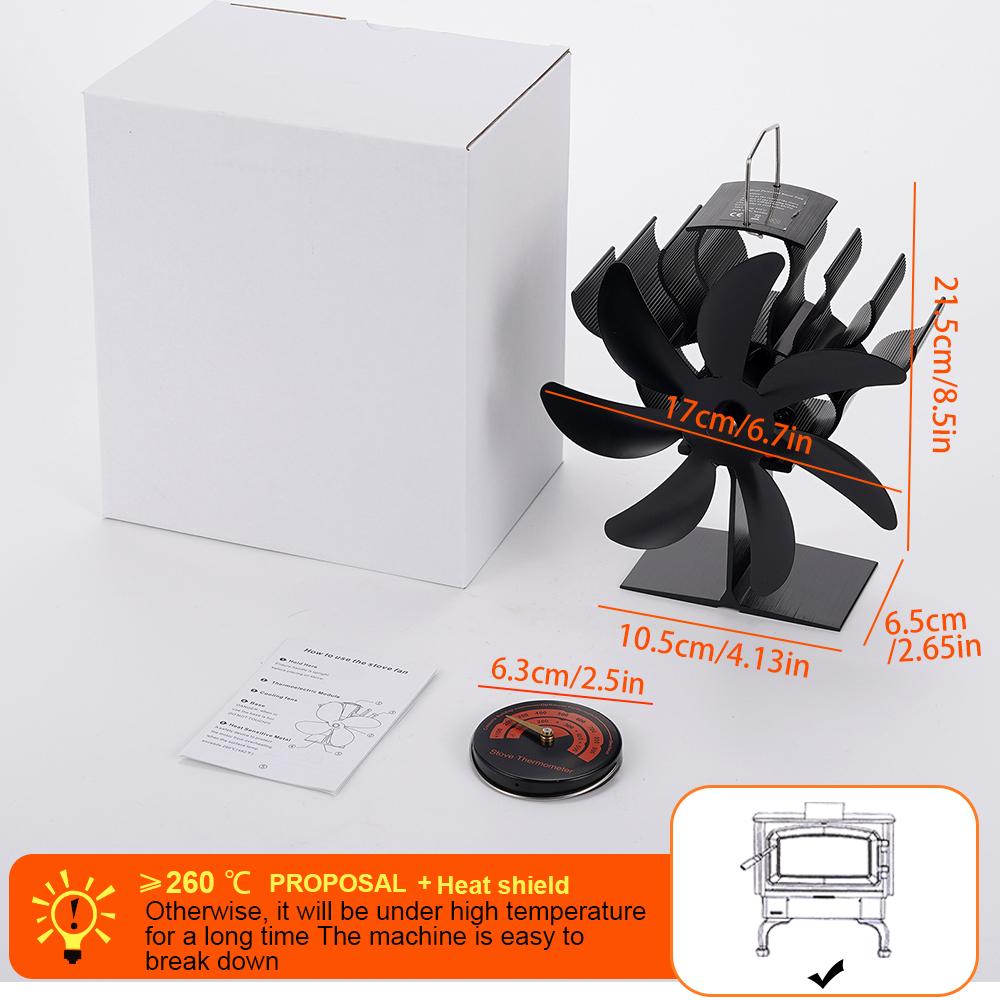 7 Blade Wood Stove Fan Heat Powered heat shield Silent Non-Electric Heat Activated efficient Fireplace Fan Wood Burning Stove