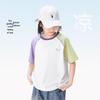 Girl's Summer Cool Breathable Color-block Raglan T-shirt