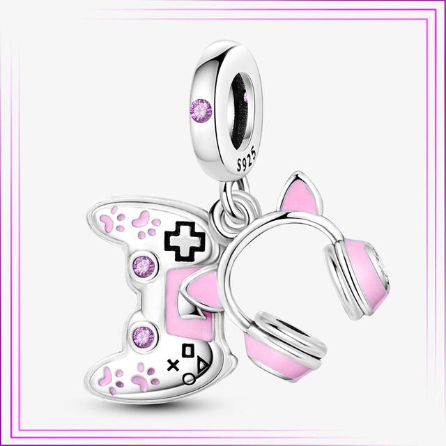 925 Sterling Sølv Hjerte Blomst Luftballong Flamingo Rosa Sjarm Plata De Ley Bil Katt Perle DIY For Originalt Armbånd Smykker