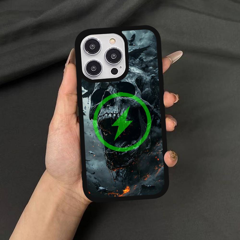 

Terror Black Skull For Magsafe Wireless Charge Case For iPhone 17 16 15 14 13 12 11 15 Pro Max Magnetic Cover iPhone 16 pro