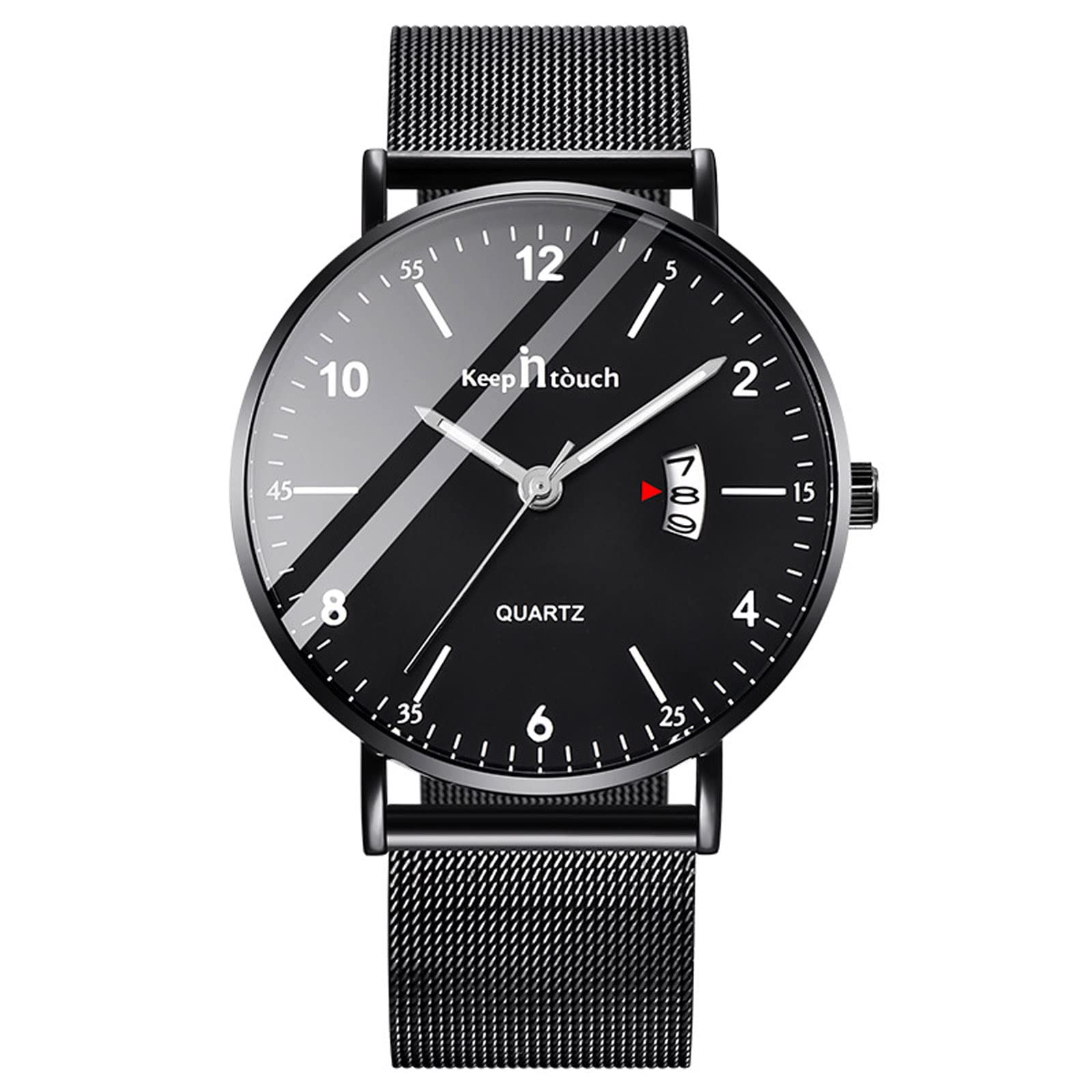 

RORIOS Quartz Watch with Date Luminous Perfect for Work or Christmas Black B Men s Display, Display, Lightweight, Multi-Function, Waterproof,