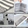 Striped Microfiber Bathroom Carpet Set 2-piece,waterproof,non-slip and Quick Drying,machine washable,TPR Backing, Medium Velvet