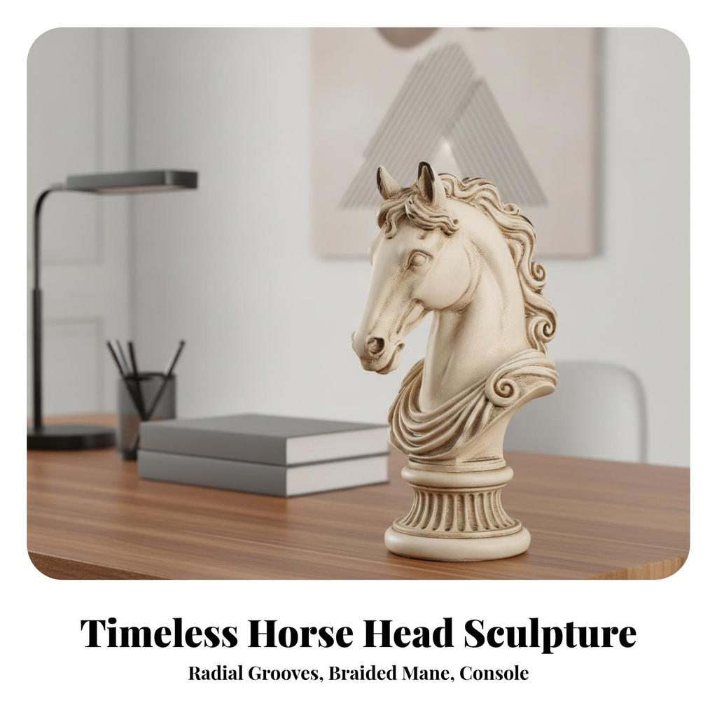 Horse Head Bust European-Style Statue Tan for Entryway