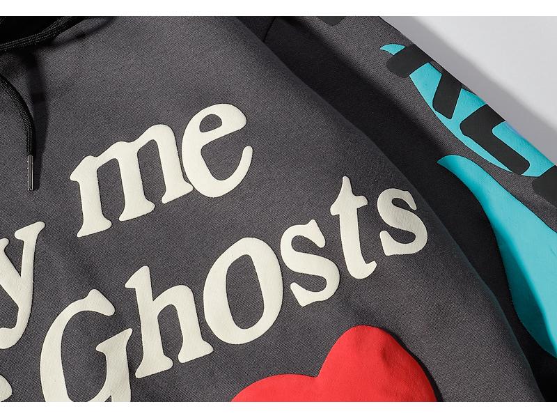 Unisex Kanye West Foam Heart Letter Graffiti Sweatshirt for Couples