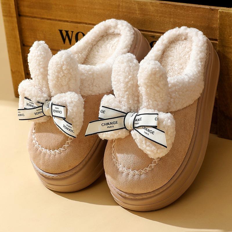 New household slippers home non-slip flat bottom couple simple wind autumn and winter warm cotton slippers