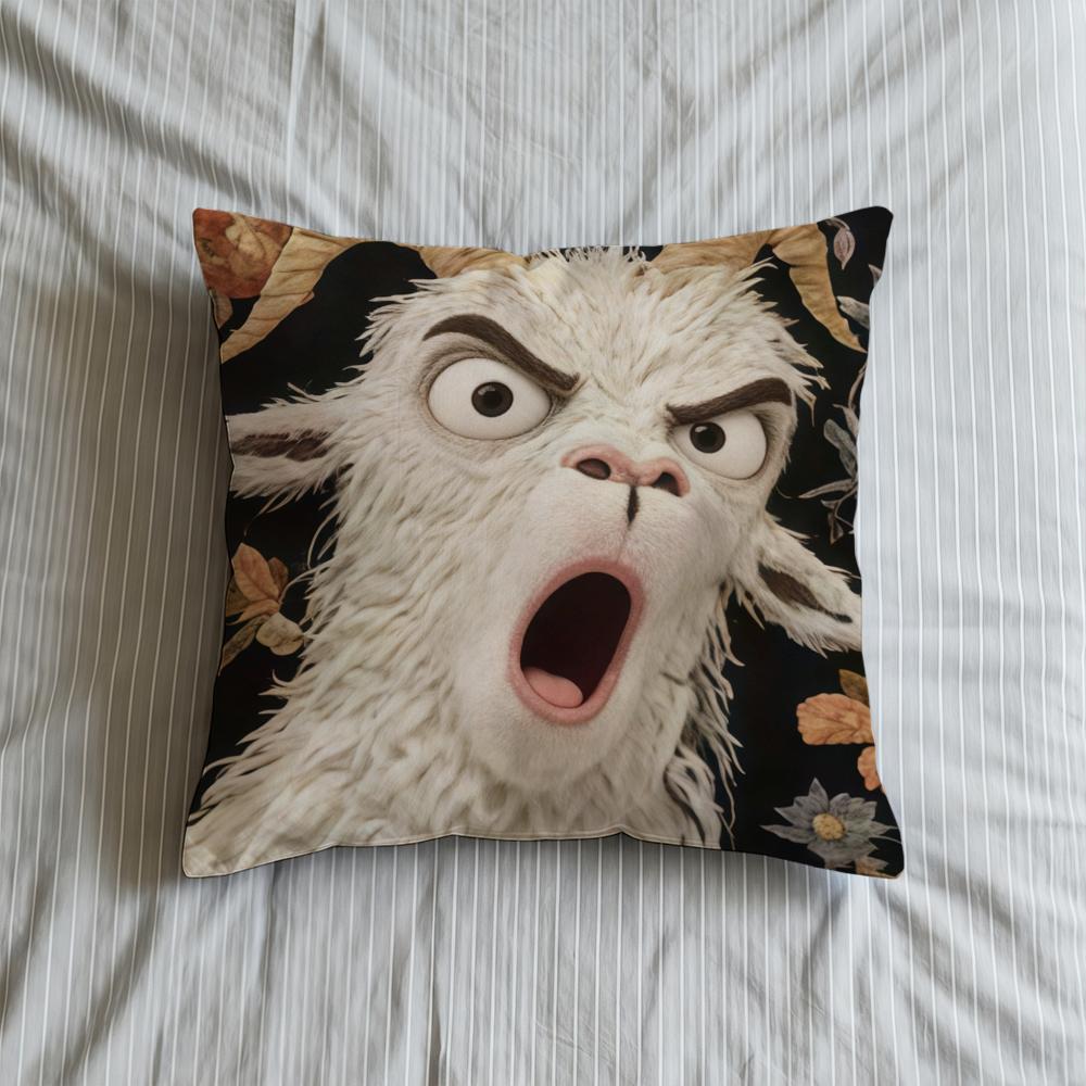 Cushion Cover Soft Case For Goat Sofa Face Living Room 2D Home Comfortable Office Decor Spooky Protective Pillow Covers