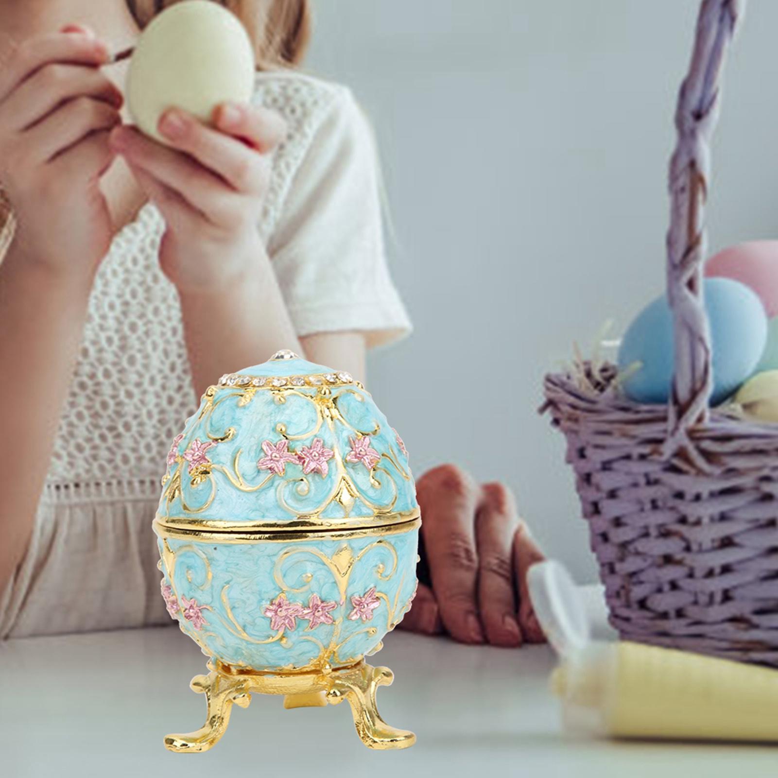 

Сделанная вручную эмалированная шкатулка-органайзер для украшений в виде пасхального яйца, домашний настольный декор, украшения, подарки