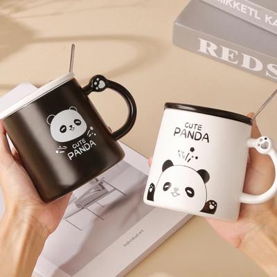 Creative Cartoon Panda Ceramic Cup Original and Funny Cups To Give Away Mugs Children's Cute Cover Original Black and White Mug