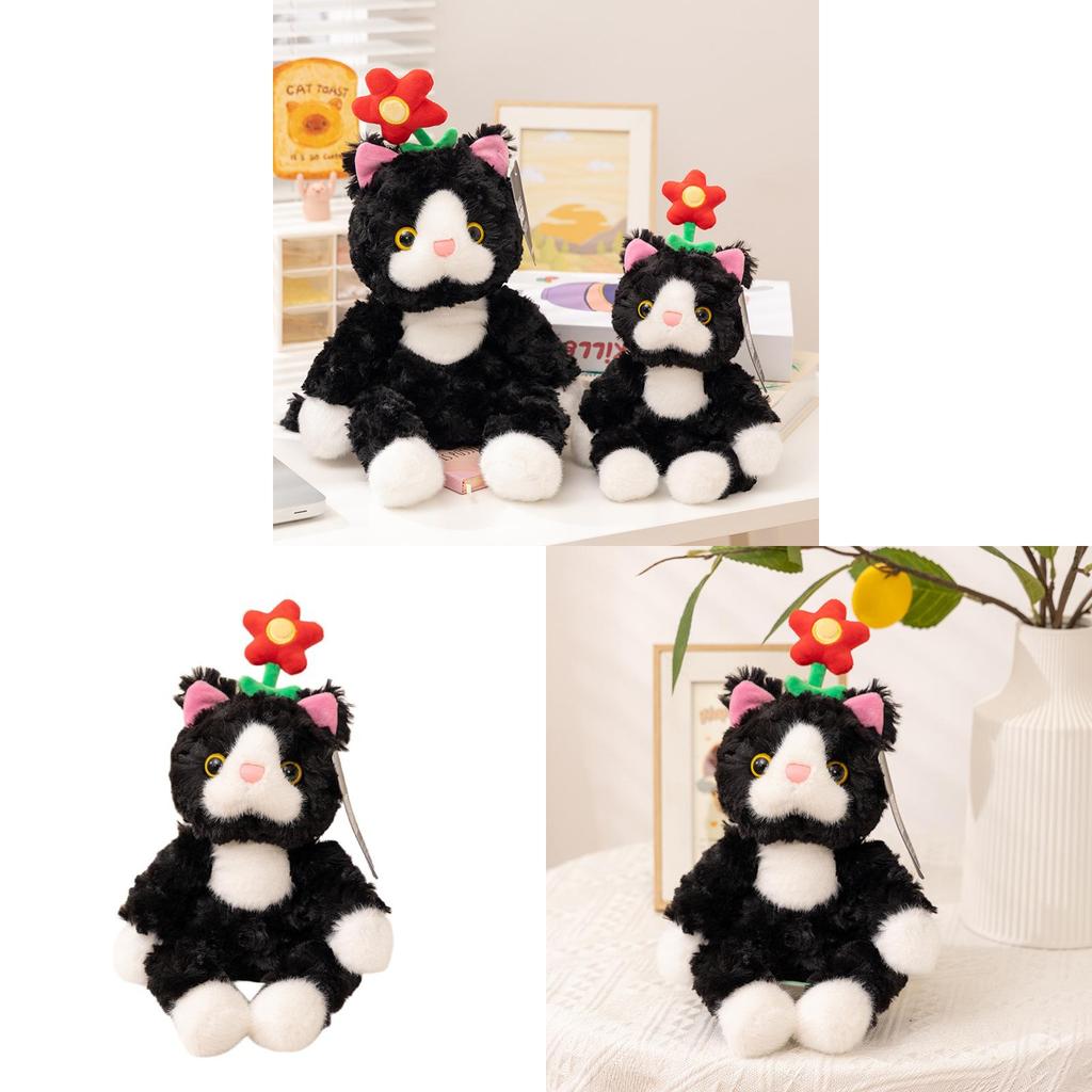 Lucky Cat Jin Bao Plush Toy With Flower Design For Kids Gift