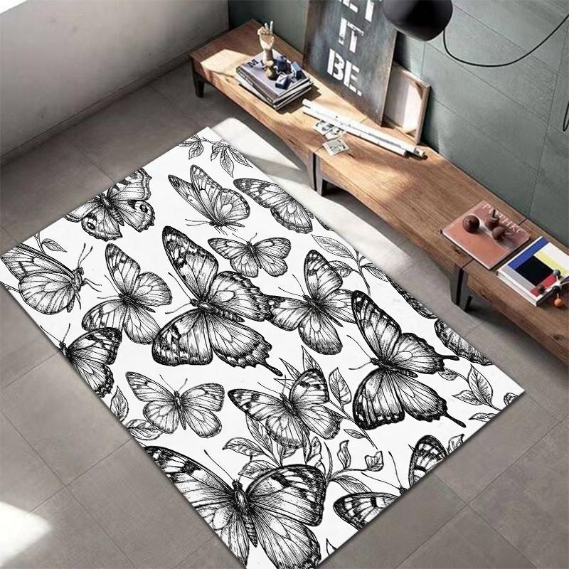Black White Animals Pattern Square Carpet,Area Rug,Carpet Rug for Living Room Bedroom Sofa Playroom Decor,Non-slip Floor Mat,Holiday Birthday Gifts