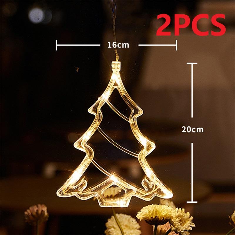 Christmas LED Light Snowflake Santa Hanging Sucker Lamp Window Ornaments Decoration for Home Xmas Navidad 2025 New Year Decor