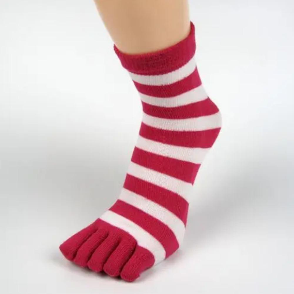 Cozy Colorful Female Hosiery Girls Women Fashion Full Toe Socks Cotton Sock Stripe Toe Separated
