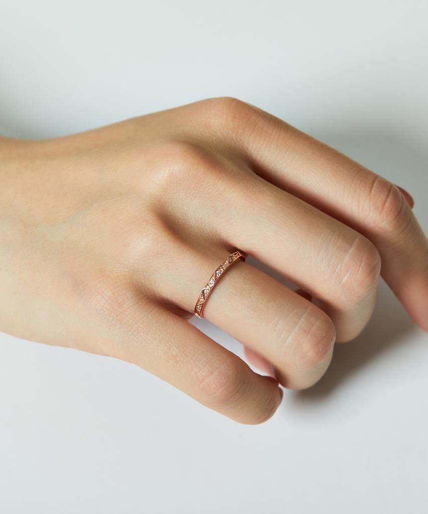 Helene Jewelry 14K 18K Sibione Cubic Line Miss Ring Gold Ring