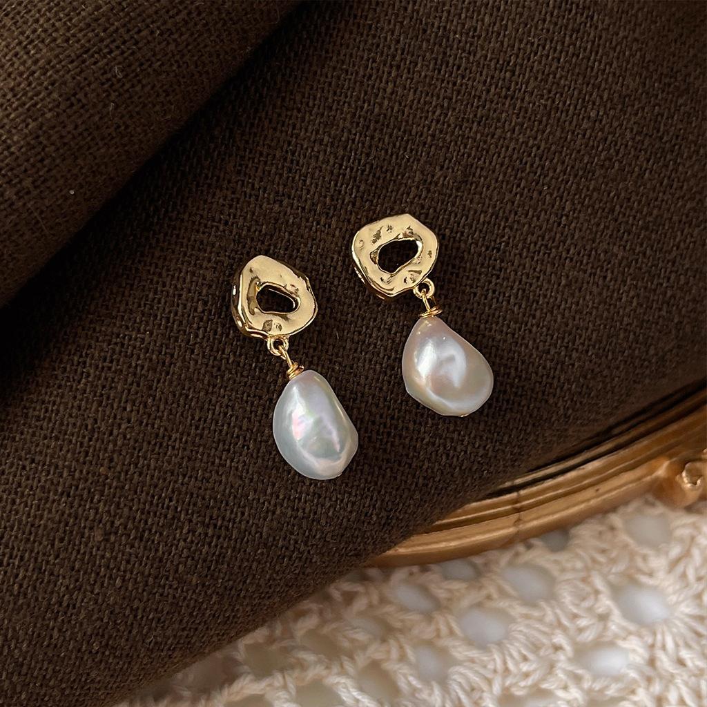 Promotion  For Women 100% Baroque Freshwater Pearl 14K Gold Filled Female Tassels Stud Earrings Christmas Gifts
