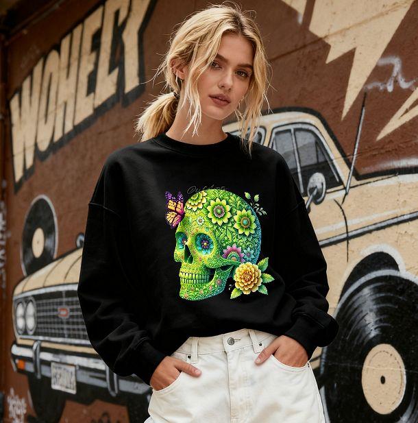 Vibrant Colors New Style Heat Transfer Print Sticker Floral Skull Series Iron-On Garment Patterns PET Waterproof Wear-Resistant